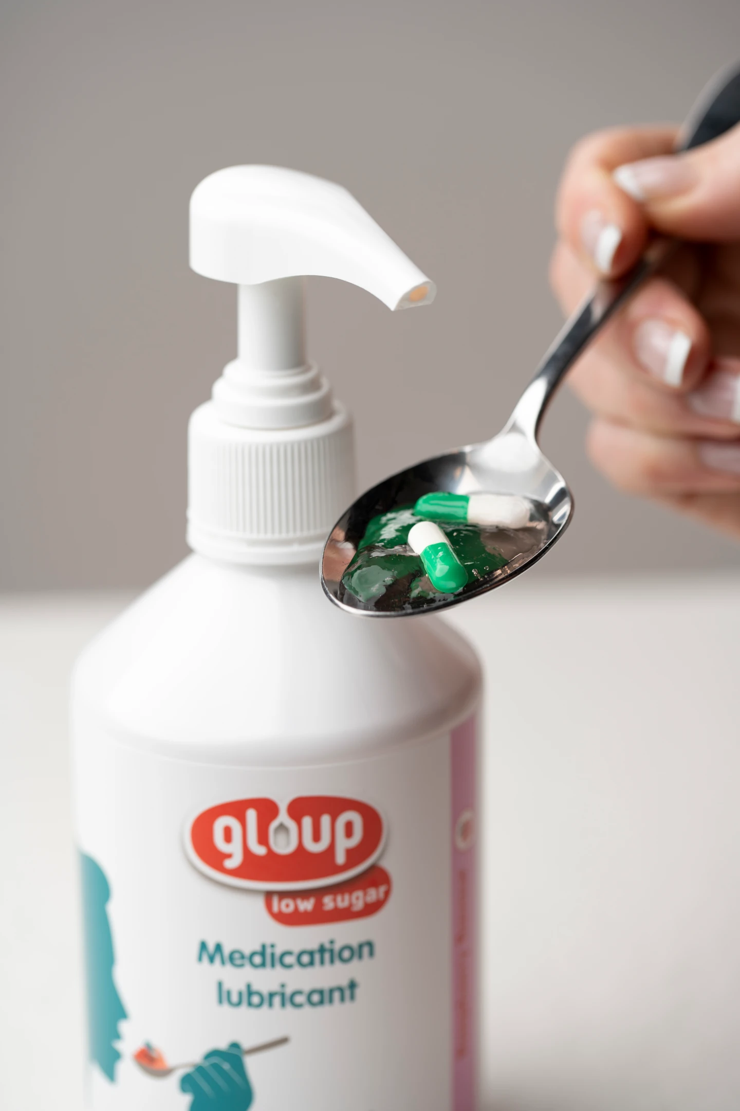 Gloup medication lubricant bottle